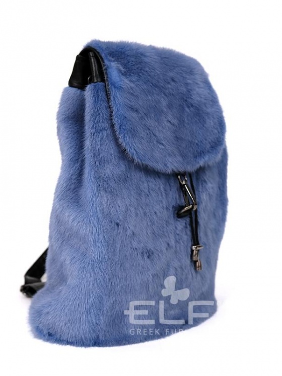 Рюкзак из меха норки синий