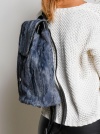 Кожаный рюкзак с отделкой каракульчой темно-синий