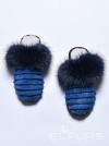 Тапочки женские домашние меховые синие